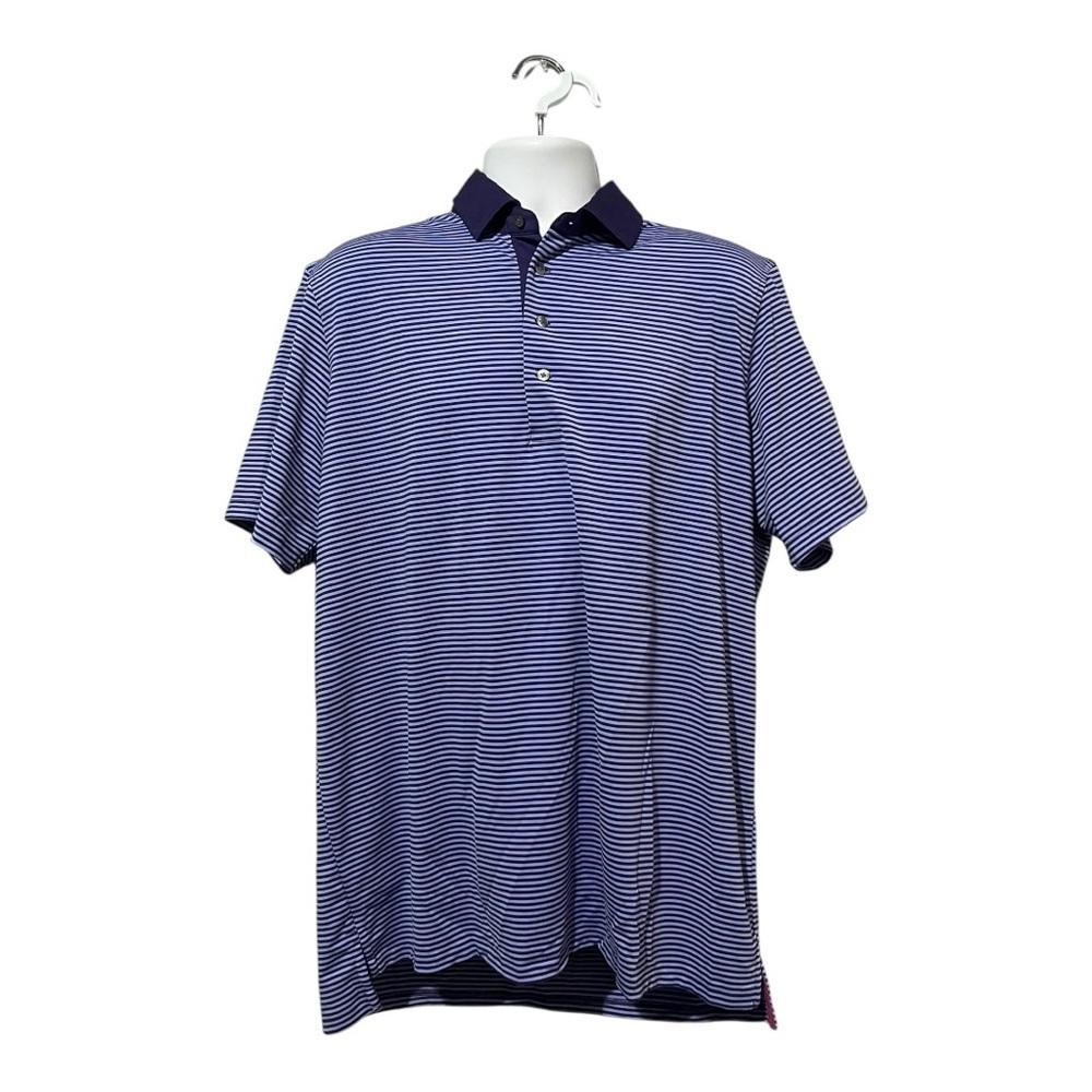 Greyson Men's Polo Shirt Size XL Purple Short Sleeves Stripes Golf Athletic Peru